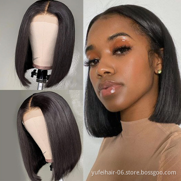 Cheap 10 inch peruvian short bob transparent lace front wig raw virgin wig vendors 5x5 hd lace frontal human hair wigs